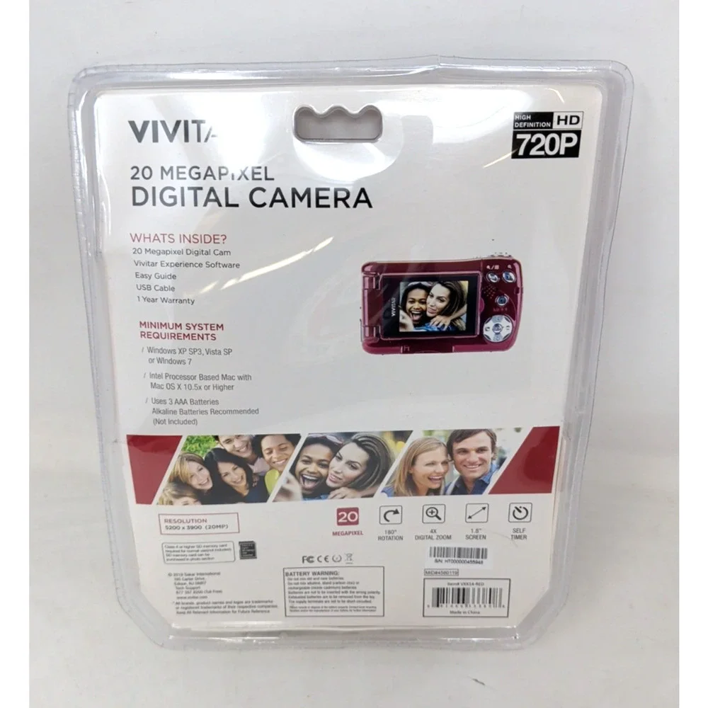 BRAND NEW Vivitar VXX14 Red Digital Camera 20 Megapixel HD Screen Rotation